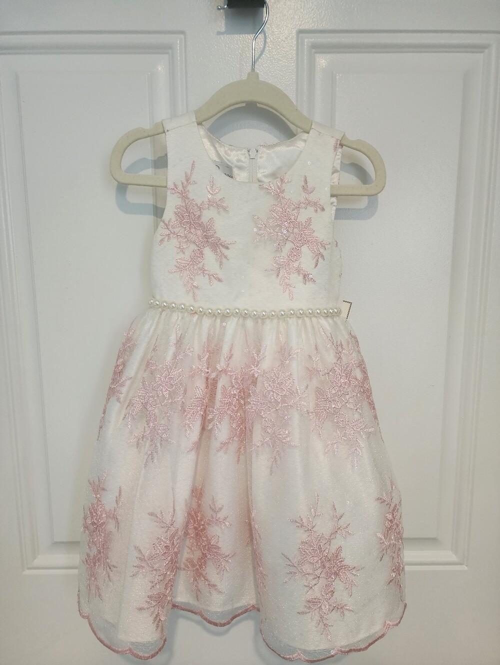 2T formal dress in a blush pink with floral lace